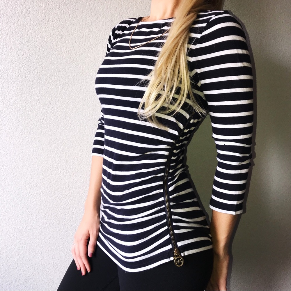 Michael Kors striped 3/4 sleeved tee